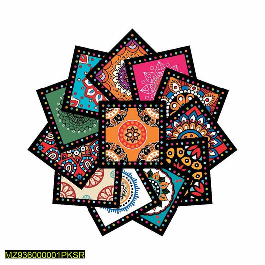 Self Adhesive Mandala Tile Stickers 12 Pcs Pakistan