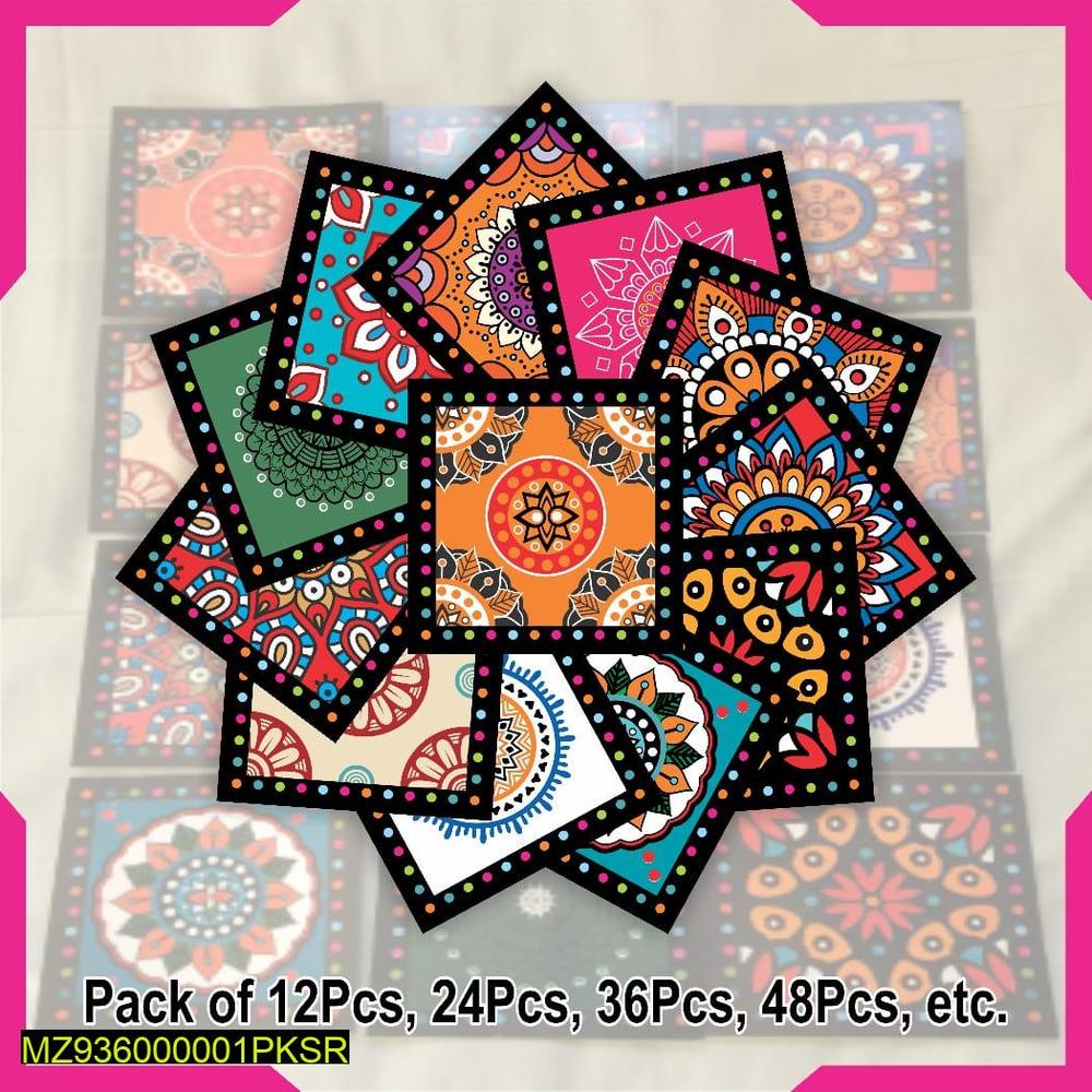 Self Adhesive Mandala Tile Stickers 12 Pcs Pakistan