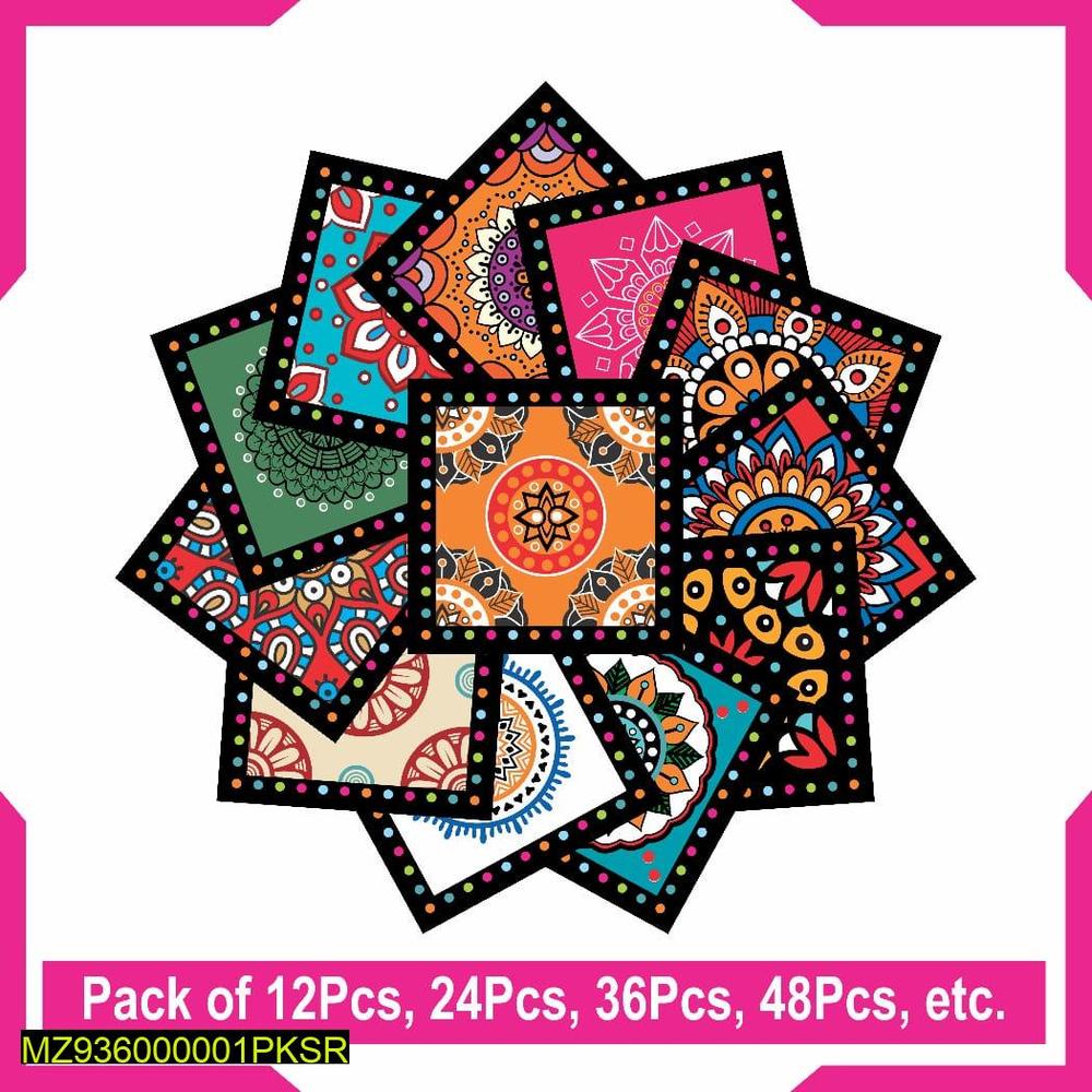 Self Adhesive Mandala Tile Stickers 12 Pcs Pakistan
