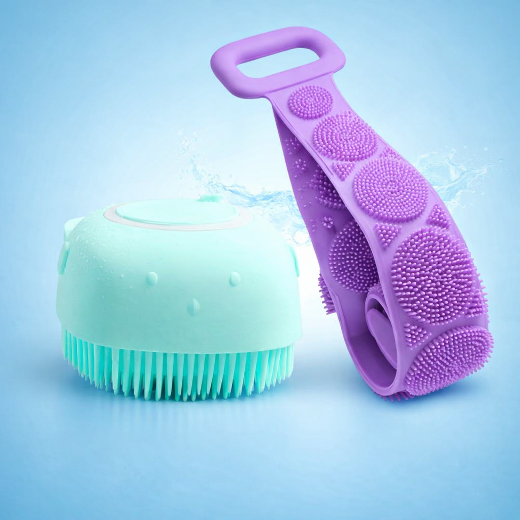 2-in-1 Silicone Bath & Back Scrubber Combo